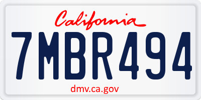 CA license plate 7MBR494