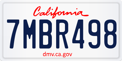 CA license plate 7MBR498