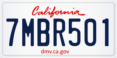 CA license plate 7MBR501