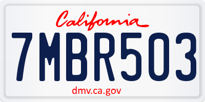 CA license plate 7MBR503