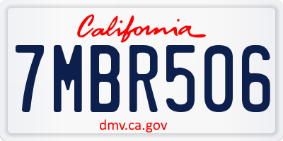 CA license plate 7MBR506
