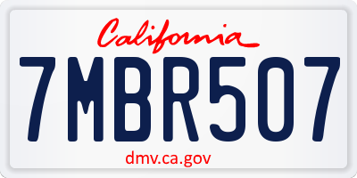 CA license plate 7MBR507