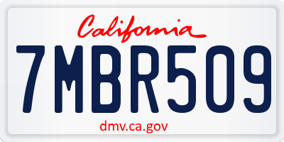 CA license plate 7MBR509