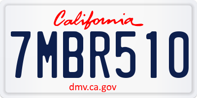 CA license plate 7MBR510