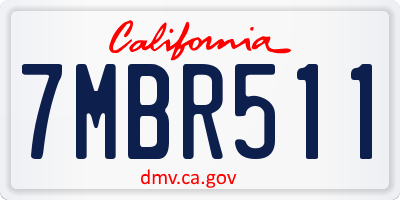 CA license plate 7MBR511