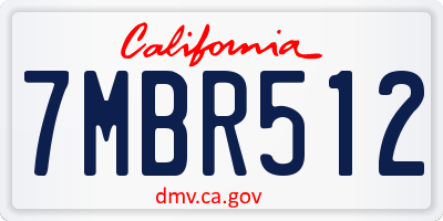 CA license plate 7MBR512