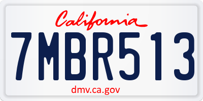 CA license plate 7MBR513