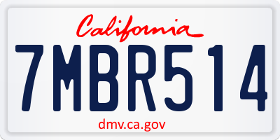 CA license plate 7MBR514