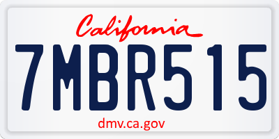 CA license plate 7MBR515