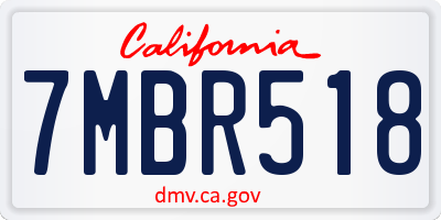CA license plate 7MBR518