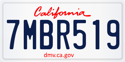 CA license plate 7MBR519
