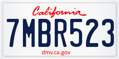 CA license plate 7MBR523