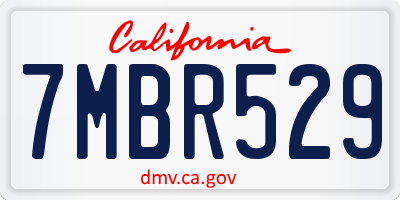 CA license plate 7MBR529