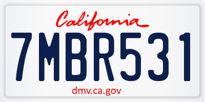 CA license plate 7MBR531