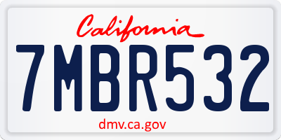 CA license plate 7MBR532