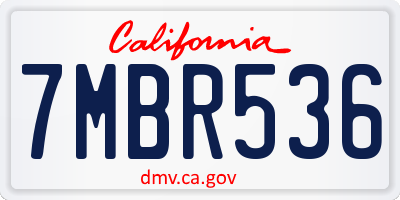 CA license plate 7MBR536