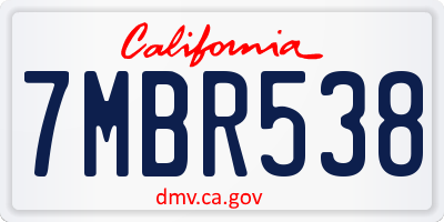 CA license plate 7MBR538