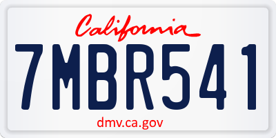 CA license plate 7MBR541