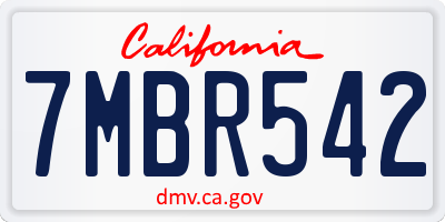 CA license plate 7MBR542