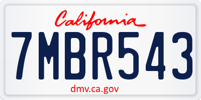 CA license plate 7MBR543