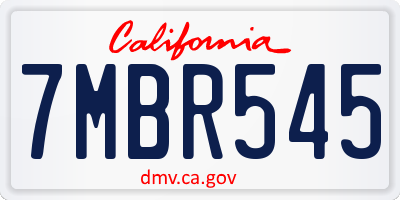 CA license plate 7MBR545