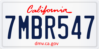 CA license plate 7MBR547