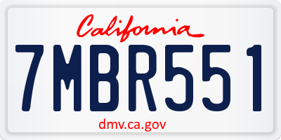 CA license plate 7MBR551