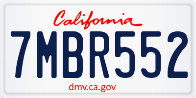 CA license plate 7MBR552