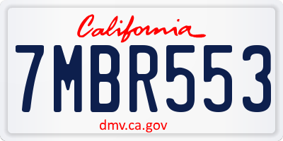 CA license plate 7MBR553