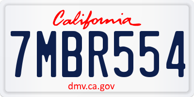 CA license plate 7MBR554