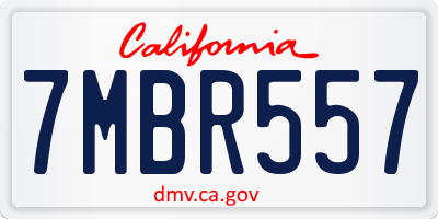 CA license plate 7MBR557