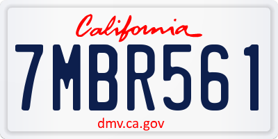 CA license plate 7MBR561