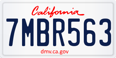 CA license plate 7MBR563