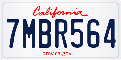 CA license plate 7MBR564
