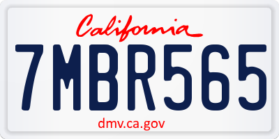 CA license plate 7MBR565