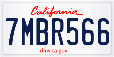 CA license plate 7MBR566