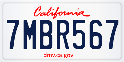 CA license plate 7MBR567