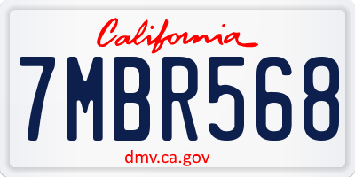 CA license plate 7MBR568