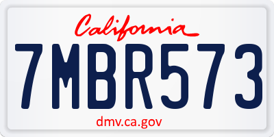 CA license plate 7MBR573