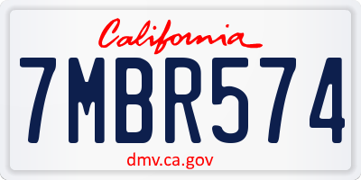 CA license plate 7MBR574
