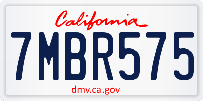 CA license plate 7MBR575