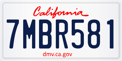 CA license plate 7MBR581