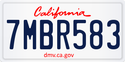 CA license plate 7MBR583