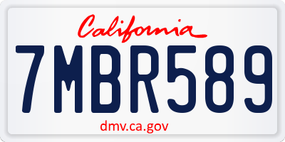 CA license plate 7MBR589