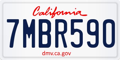 CA license plate 7MBR590
