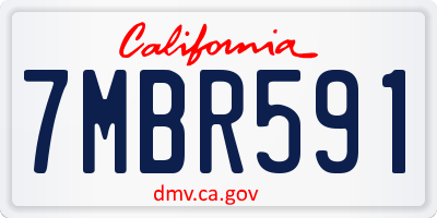 CA license plate 7MBR591