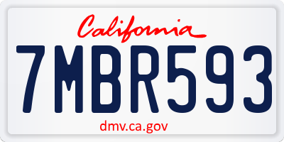 CA license plate 7MBR593