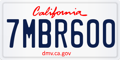 CA license plate 7MBR600