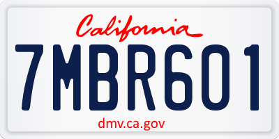 CA license plate 7MBR601