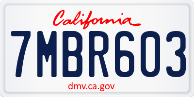 CA license plate 7MBR603